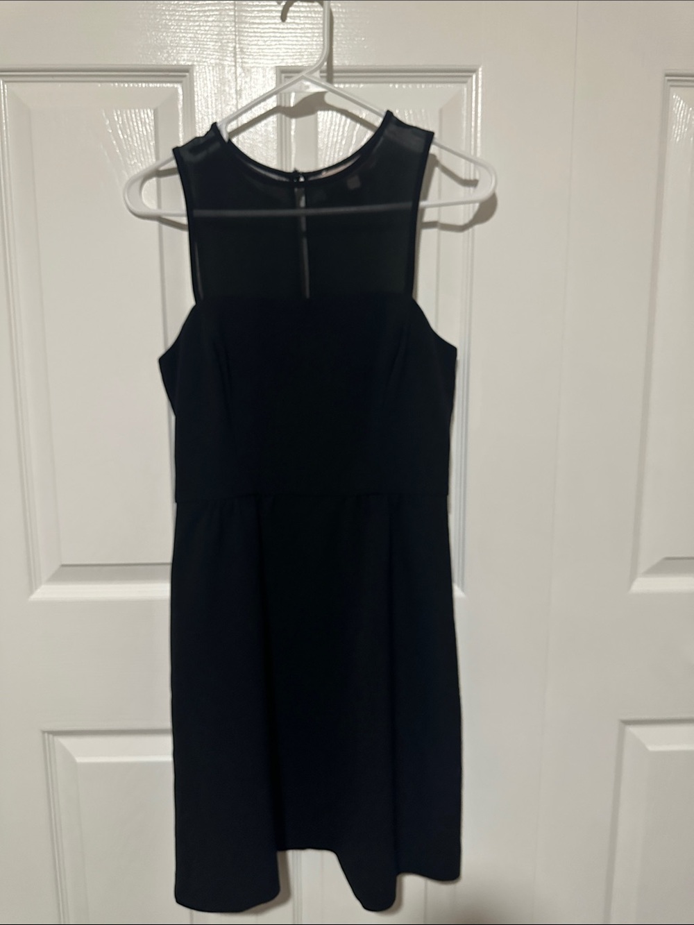 Banana Republic Black Sleeveless Mini Dress with Sheer Yoke